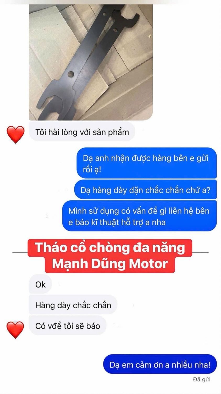 Tin nhắn khách mua bộ 2 cây tháo cổ chòng đa năng: Tôi hài lòng với sản phẩm. Hàng dày, chắc chắn.