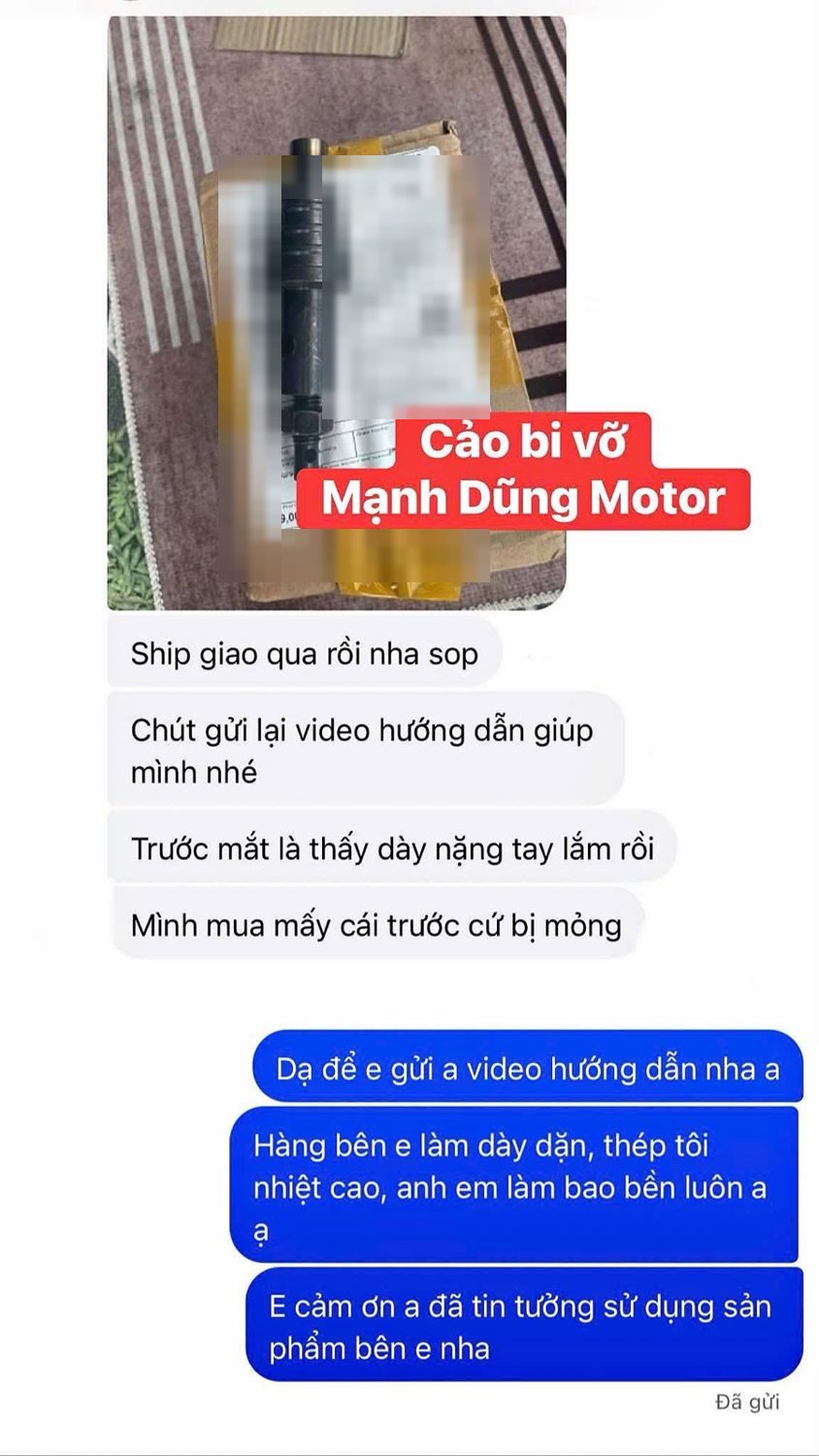 Tin nhắn khách mua cảo vòng bi vỡ: Trước mắt là thấy dày, nặng tay lắm rồi. Mình mua mấy cái trước cứ bị mỏng.