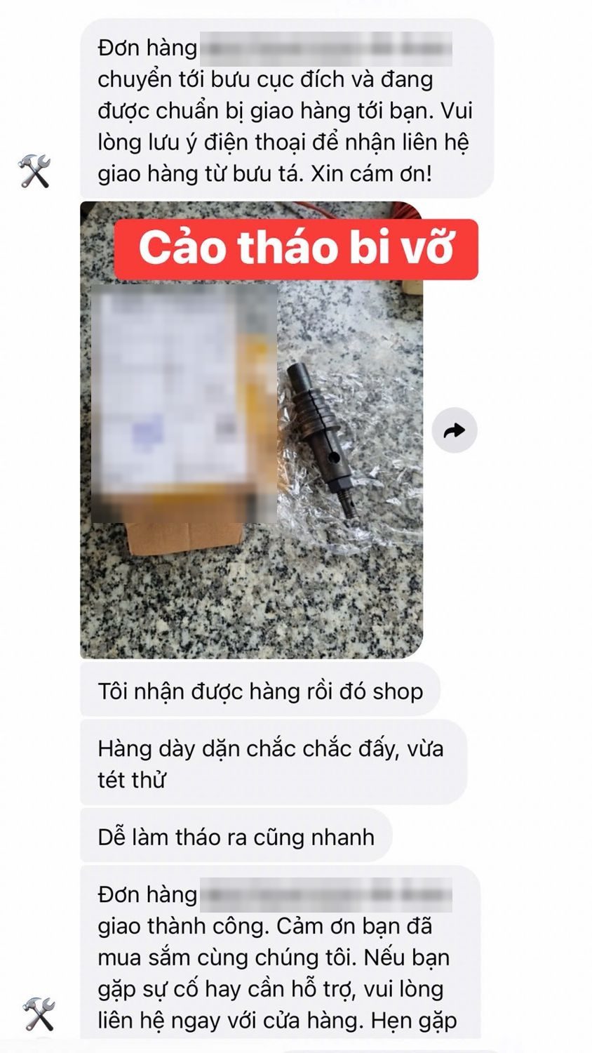 Tin nhắn khách mua cảo vòng bi vỡ: Tôi nhận được hàng rồi đó shop. Hàng dày dặn chắc chắn đấy, vừa test thử. Dễ làm, tháo ra cũng nhanh.